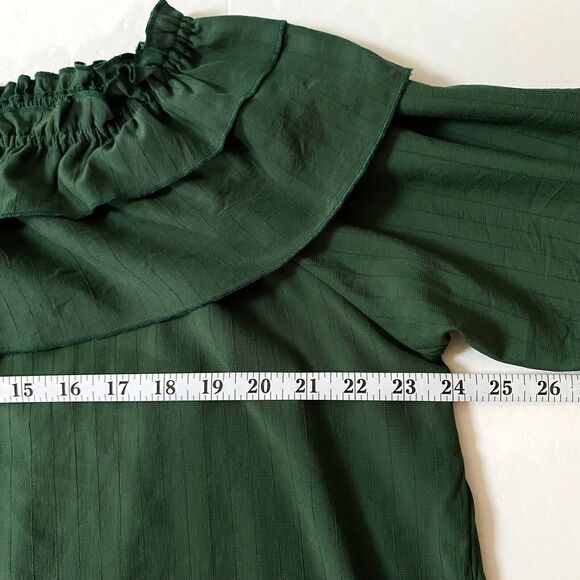 Elliott & Vine Ruffle Overlay Yoke Blouse Womens Size 3X Forest Green Runs Small - Picture 10 of 12